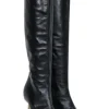Versace – Black Leather Boots w/ Gold Stiletto Heel Sz 8