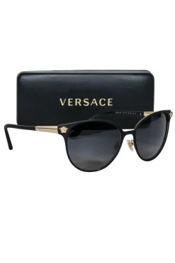 Versace - Black Matte Rounded Sunglasses