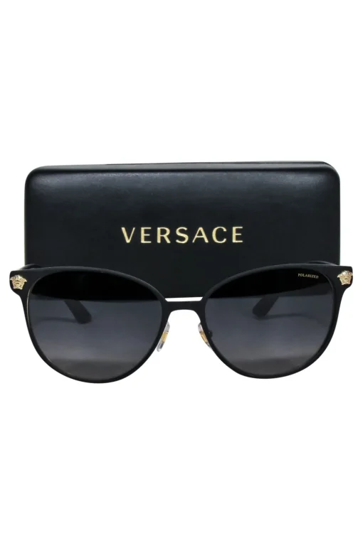 Versace - Black Matte Rounded Sunglasses