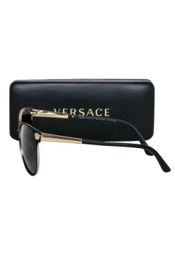 Versace - Black Matte Rounded Sunglasses
