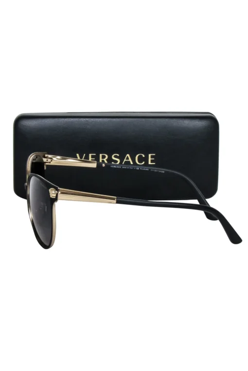 Versace - Black Matte Rounded Sunglasses