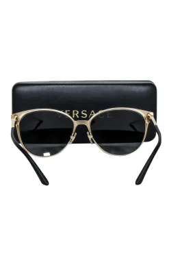Versace - Black Matte Rounded Sunglasses