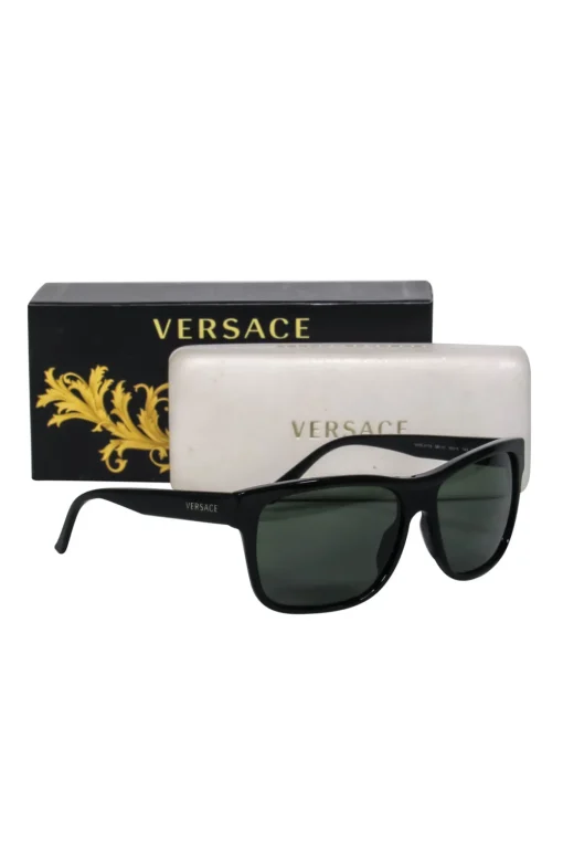 Versace - Black Rectangular Browline Sunglasses