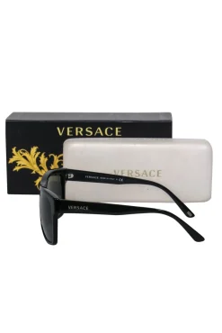 Versace - Black Rectangular Browline Sunglasses