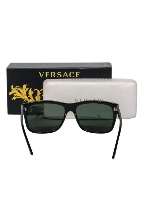 Versace - Black Rectangular Browline Sunglasses