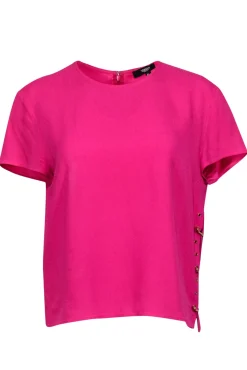 Versus Versace - Hot Pink Cropped Tee w/ Golden Safety Pins Sz 6