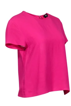 Versus Versace - Hot Pink Cropped Tee w/ Golden Safety Pins Sz 6