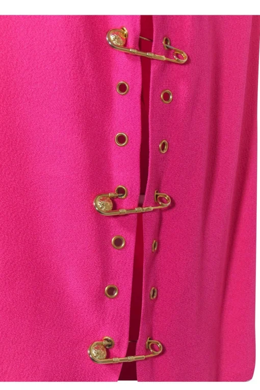 Versus Versace - Hot Pink Cropped Tee w/ Golden Safety Pins Sz 6