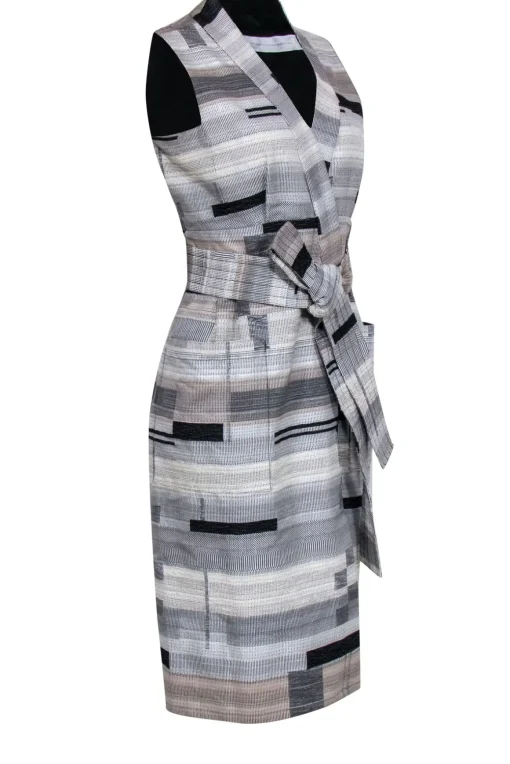 Victoria Beckham - Black, Grey, & Beige Vest Style Dress Sz 8