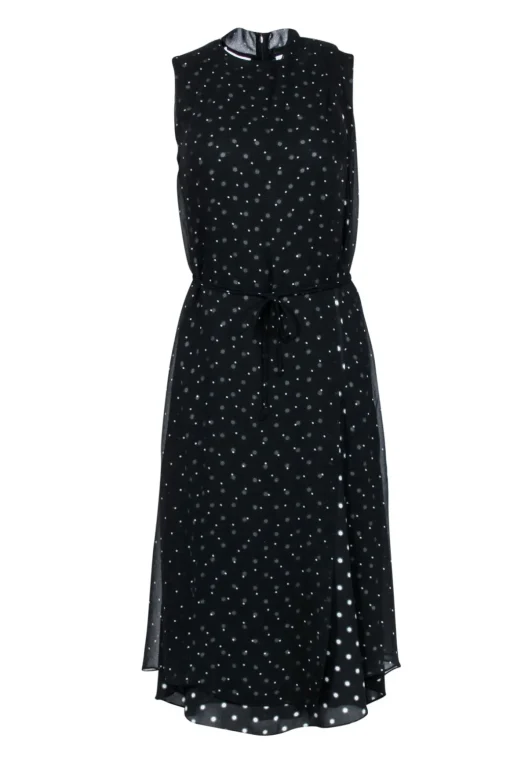 Vince - Black & White Polka Dot Sleeveless Midi Dress Sz XS
