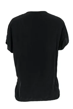 Vince - Black Short Sleeve Silk Top w/ Stitching Sz S