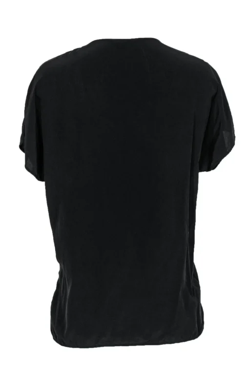 Vince - Black Short Sleeve Silk Top w/ Stitching Sz S