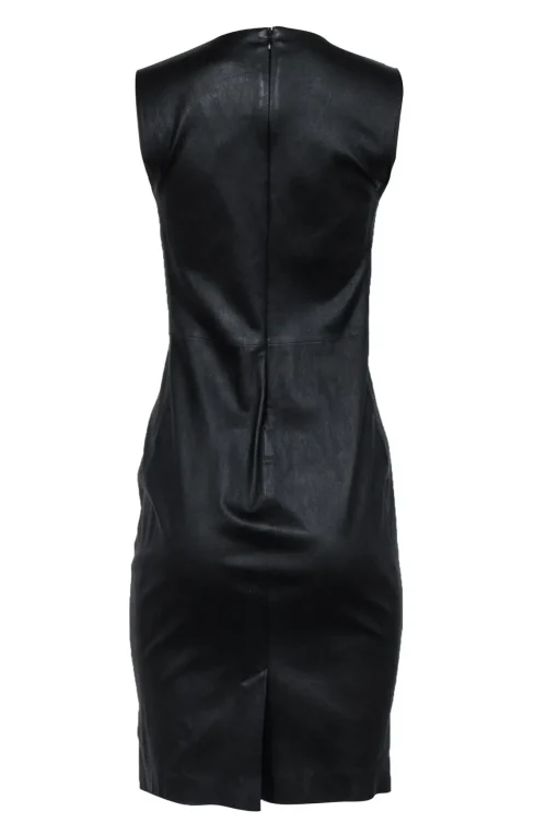Vince - Black Sleeveless Leather Sheath Dress Sz 6