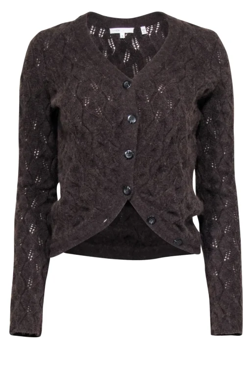 Vince - Brown Alpaca & Cashmere Blend Cardigan Sz M