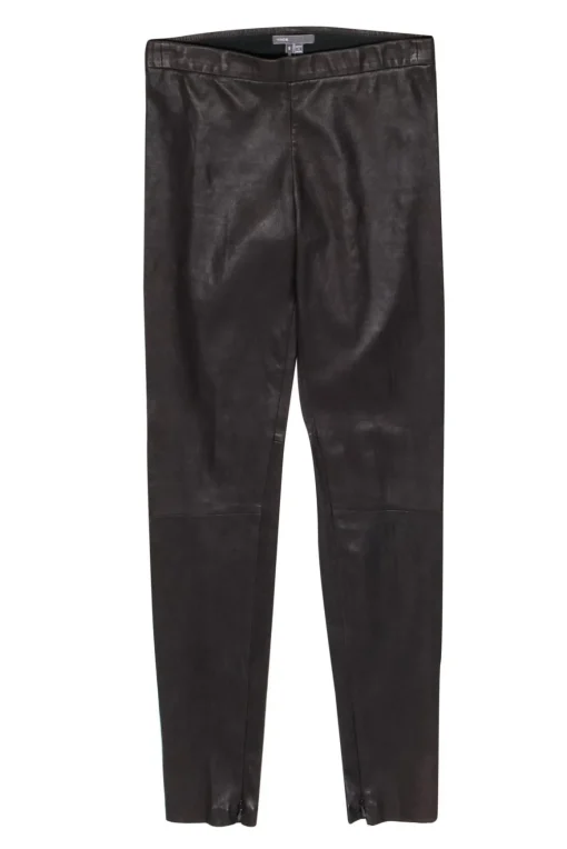 Vince - Brown Leather Panel Stitched Leggings Sz S
