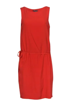 Vince - Coral Side-Drawstring Drop Waist Dress Sz M
