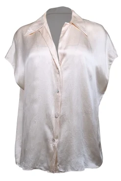 Vince - Cream Satin Cap Sleeve Blouse Sz L
