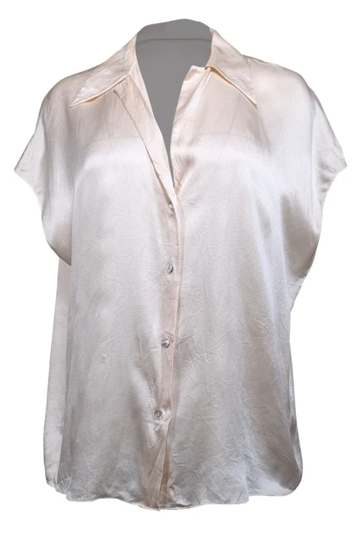 Vince - Cream Satin Cap Sleeve Blouse Sz L