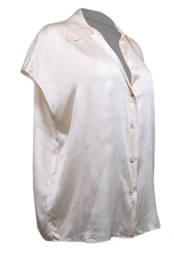 Vince - Cream Satin Cap Sleeve Blouse Sz L