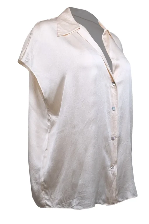 Vince - Cream Satin Cap Sleeve Blouse Sz L