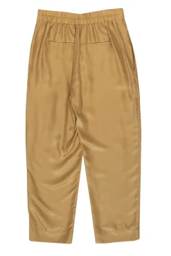 Vince - Gold Silk Satin Pleated Tapered Leg Trousers Sz 6