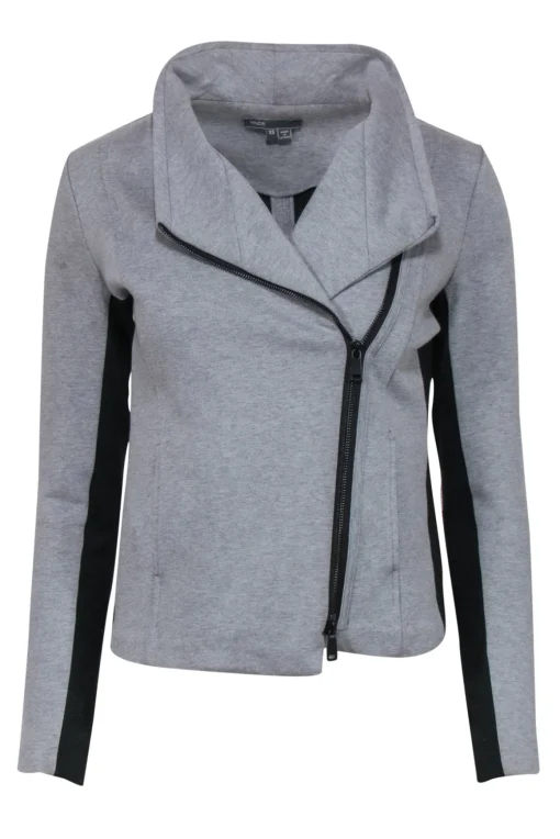 Vince - Gray Cotton Zip-Up Moto-Style Jacket Sz XS
