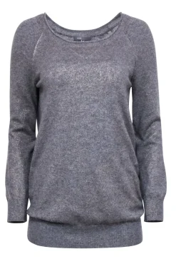 Vince - Grey Cashmere Knit w/ Gold Metallic Accents Sweater Sz XS