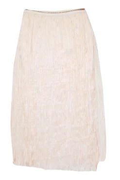 Vince - Ivory Pleated Slip Style Midi Skirt w/ Side Slit Sz M