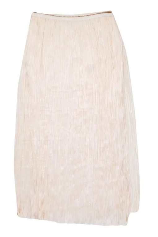 Vince - Ivory Pleated Slip Style Midi Skirt w/ Side Slit Sz M