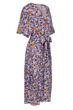 Vince - Lavender & Multi color Floral Print Short Sleeve Dress Sz S