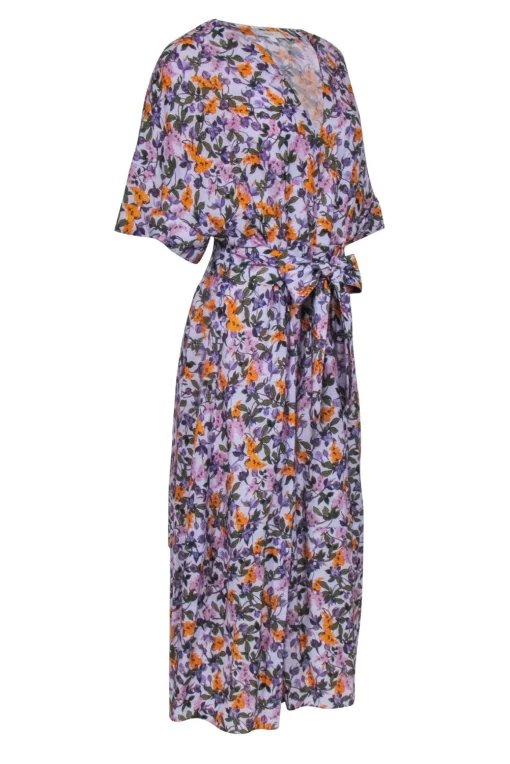 Vince - Lavender & Multi color Floral Print Short Sleeve Dress Sz S
