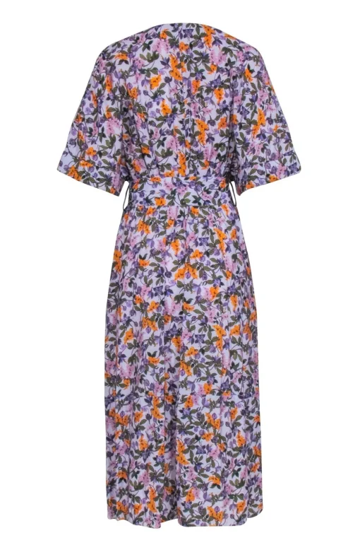 Vince - Lavender & Multi color Floral Print Short Sleeve Dress Sz S