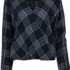 Vince - Navy & White Plaid V-Neck Long Sleeve Blouse Sz S