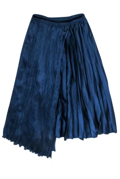 Vince - Navy Satin Pleated Midi Skirt Sz XS