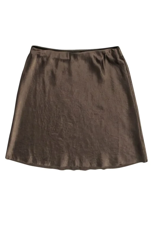 Vince - Olive Satin Flared Skirt Sz S