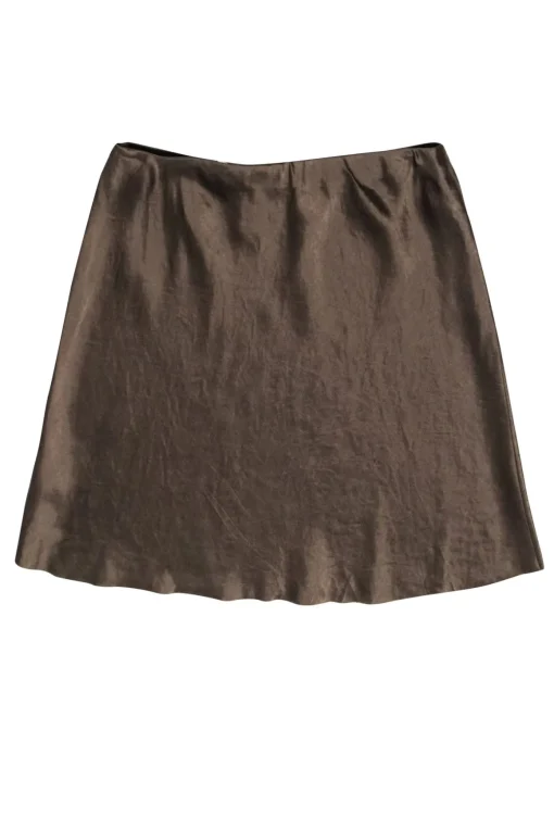 Vince - Olive Satin Flared Skirt Sz S