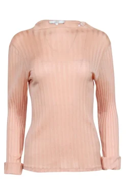 Vince - Peach Ribbed Long Sleeve Knit Top Sz L