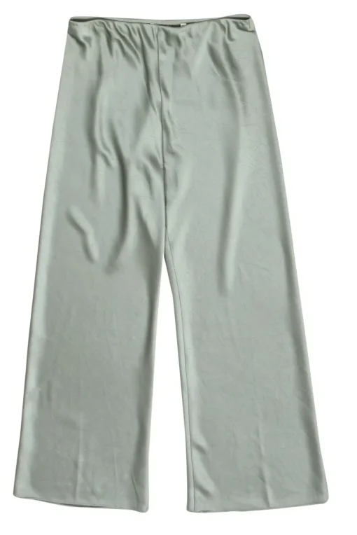 Vince - Sage Green Wide Leg Satin Trousers Sz L