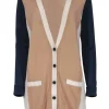 Vince - Tan Cream & Navy Button Front Cardigan Sz M