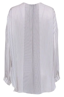 Vince - White & Black Stripe Silk Blouse Sz M