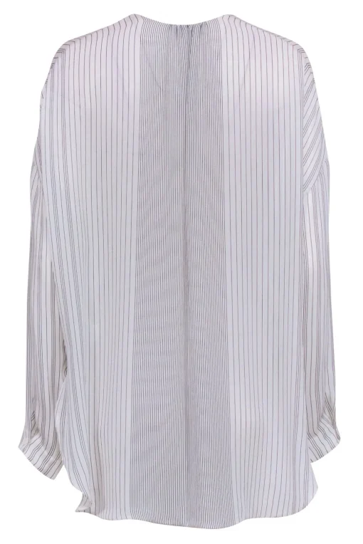 Vince - White & Black Stripe Silk Blouse Sz M