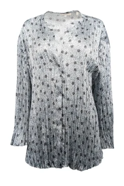 Vince - White, Blue, & Navy Floral Print Pleated Satin Blouse Sz XXL