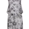 Vince - White Grey & Black Printed Sleeveless Dress w/ Drawstring Waist Sz XS