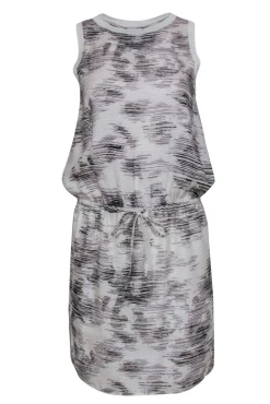 Vince - White Grey & Black Printed Sleeveless Dress w/ Drawstring Waist Sz XS
