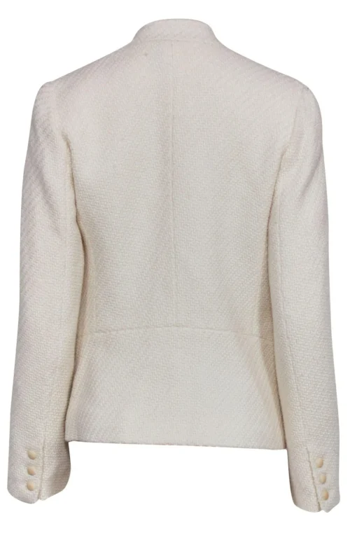 Vince - White Woven Tweed Double Breasted Jacket Sz 6