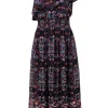 Vince Camuto - Navy & Multicolor Floral Print One-Shouldered Maxi Dress Sz 10