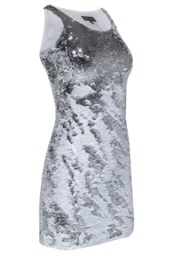 Vince Camuto - White & Silver Two-Way Sequin Shift Dress Sz XXS