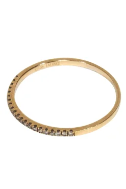 Vintage - 18k Gold Thin Band Ring w/ 0.09 ct Diamonds Sz 5