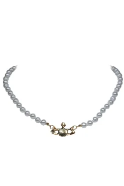 Vivienne Westwood - Faux Pearl Choker-Style Necklace w/ Logo