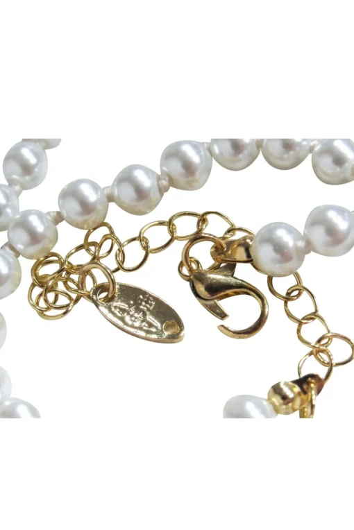 Vivienne Westwood - Faux Pearl Choker-Style Necklace w/ Logo